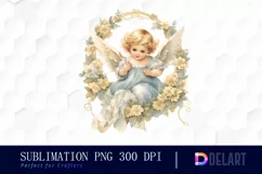 Watercolor Vintage Cupid Clipart, Illustration PNG Product Image 1