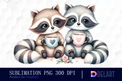 Watercolor Boho Woodland Animal Couple Clipart, Artwork Product Image 1