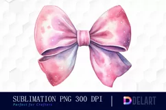Watercolor Pink and White Bow PNG Clipart Fun Product Image 1