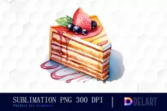 Watercolor Pastel of Slice of Cake Clipart Fun Product Image 1