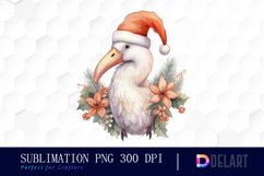 Watercolor Santa Flamingo Clipart, Sublimation Art Product Image 1