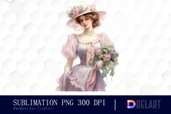 Watercolor Pastel Victorian Lady Clipart, Artwork Product Image 1