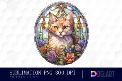 Watercolor Stained Glass Gothic Cat Clipart, Artwork Product Image 1