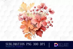 Watercolor Autumn Bouquet Flower Clipart, Illustration PNG Product Image 1