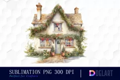 Watercolor Cozy Christmas House Clipart, Sublimation Art Product Image 1