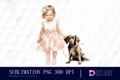 Watercolor Vintage Cute Baby Girl Clipart Image Product Image 1