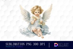 Watercolor Vintage Cupid Clipart, Illustration PNG Product Image 1
