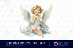 Watercolor Vintage Cupid Clipart, Illustration PNG Product Image 1