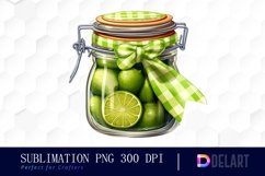 Watercolor Jar Lime Jam Checkered Clipart Image Product Image 1