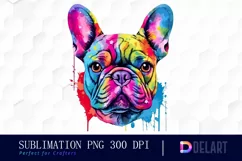 Watercolor Alcohol Ink French Bulldog Sublimation Graphics Product Image 1