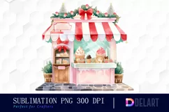 Watercolor Christmas Dessert Shop Clipart, Illustration PNG Product Image 1