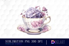 Watercolor Vintage Tea Cup Floral Party Clipart set Product Image 1