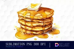Watercolor Pancakes Melting Butter Maple PNG Clipart Product Image 1
