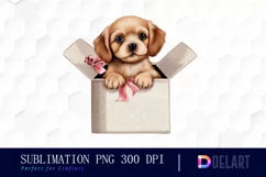 Puppies in Box Watercolor Clipart PNG Product Image 1