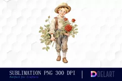 Watercolor Vintage Valentine Rose Clipart, Sublimation Art Product Image 1