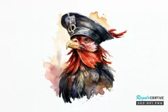 Rooster Pirate Watercolor Sublimation PNG Clipart Product Image 1
