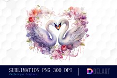 Watercolor Swan Couple Clipart, Sublimation Clipart Product Image 1