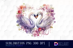 Watercolor Swan Couple Clipart, Sublimation Clipart Product Image 1