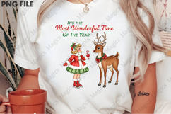 Vintage Christmas PNG, Girl with Deer Product Image 2