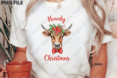 Howdy Christmas Highland Cow Cowboy PNG | Christmas Quotes Product Image 2