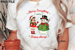 Vintage Christmas PNG, Girl with Snowman Product Image 2