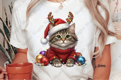 Christmas Cat with Antlers Png Product Image 2