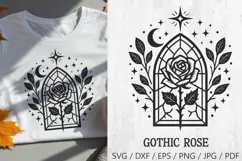 Gothic Rose Stained Glass SVG and PNG Clipart Product Image 1