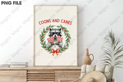 Funny Christmas Raccoon Candy Cane PNG Product Image 3