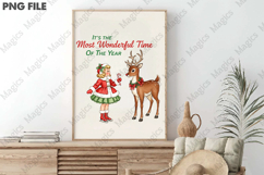 Vintage Christmas PNG, Girl with Deer Product Image 3