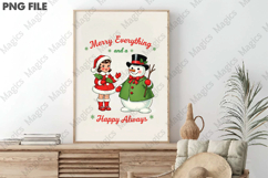 Vintage Christmas PNG, Girl with Snowman Product Image 3