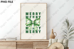 Merry Christmas Coquette Bow Neon Green | Christmas Quotes Product Image 3
