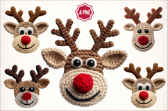 Cute Reindeer Christmas Png, Faux Yarn Product Image 1