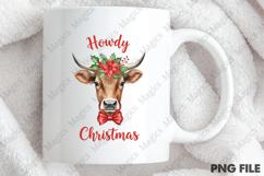 Howdy Christmas Highland Cow Cowboy PNG | Christmas Quotes Product Image 4