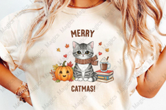 Merry Catmas Cat T-Shirt Design Png Product Image 4