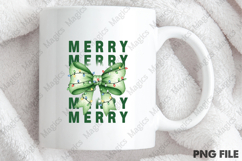 Merry Christmas Coquette Bow Neon Green | Christmas Quotes Product Image 4