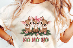 Ho Ho Ho Reindeer Bow Pink Png Product Image 3