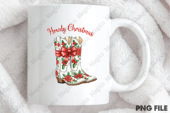 Howdy Christmas Boots Cowboy Western PNG | Christmas Quotes Product Image 4