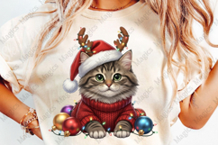 Christmas Cat with Antlers Png Product Image 4