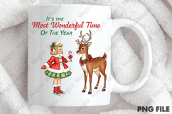 Vintage Christmas PNG, Girl with Deer Product Image 4