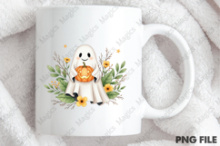 Ghost Pumpkin Floral Fall Halloween PNG Product Image 3