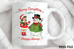 Vintage Christmas PNG, Girl with Snowman Product Image 4