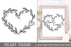Floral Wreath Svg Cut File. Heart Leaves Frame Png Clipart. Product Image 1