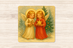 Vintage Christmas Square Coasters Sublimation PNG Clipart Product Image 2