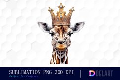 Watercolor Giraffe Wearing A Crown Clipart Image Product Image 1