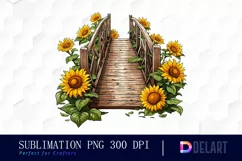 Wooden Bridge with Sunflowers Clipart PNG Product Image 1