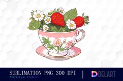 Watercolor Strawberries in a Cup Clipart, Artwork Product Image 1