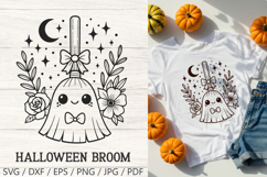 Kawaii Halloween Broom SVG Cut File| Cute Witch PNG Clipart Product Image 1