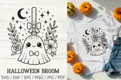 Kawaii Halloween Broom SVG Cut File| Cute Witch PNG Clipart Product Image 1