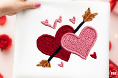 Latch Hook Valentine Hearts PNG, Faux Yarn Chenille Rug Text Product Image 1