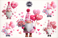Valentine Gnome png, Watercolor Valentine gnome blowing kiss Product Image 1